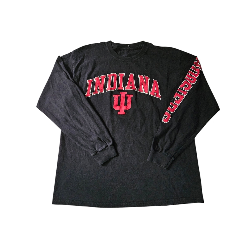 Indiana Hoosiers Fanatics Distressed Logo Black Long Sleeve Shirt Men's Large